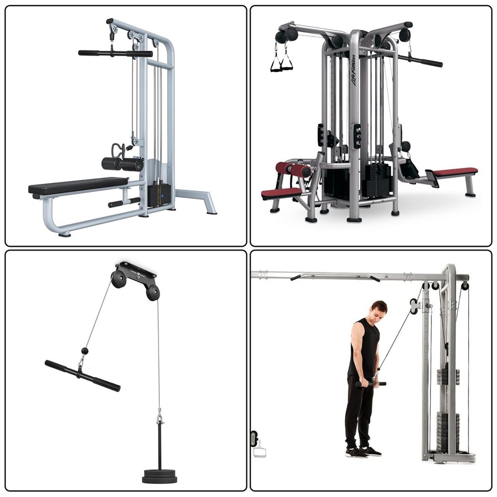 Pulldown Straight Bar Rotating Steel with Rubber Grips LAT Pull Down Handle f...