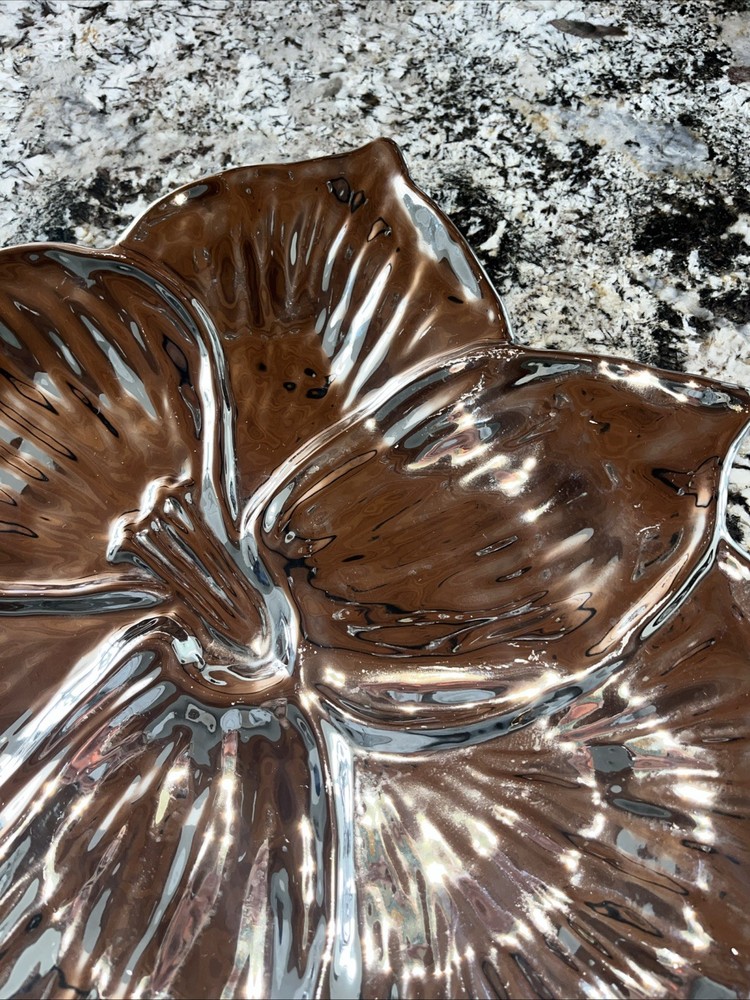Silver Orchid Plate Large Beautiful