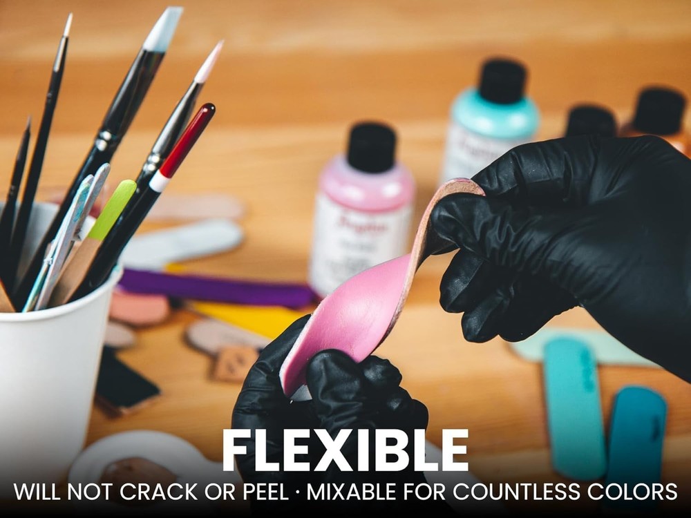 Multi-Surface Flat Black Acrylic Leather Paint for DIY Projects – 1 Fl Oz