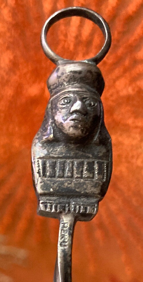 Antique 12” Unique Peruvian Sterling Silver Candle Snuffer God Handle Hat Form