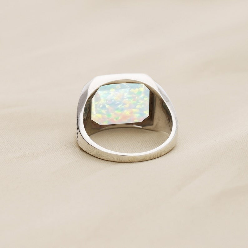 FIRE OPAL SIGNET RING 925 STERLING SILVER RING HANDMADE MEN RING