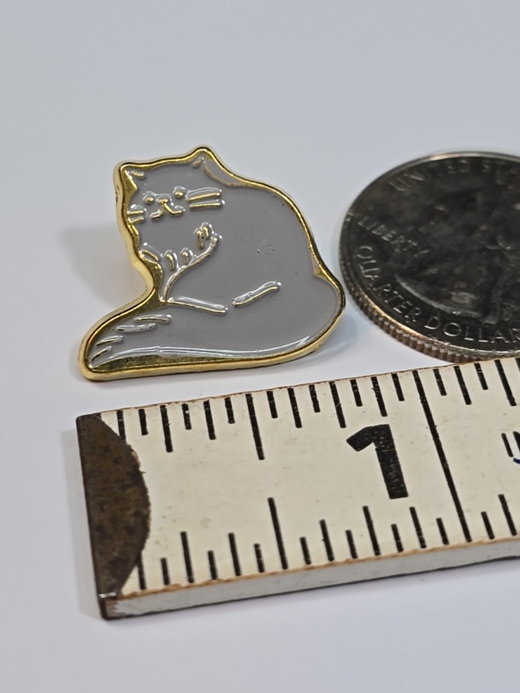Gray Cat Lapel Pin Small Size