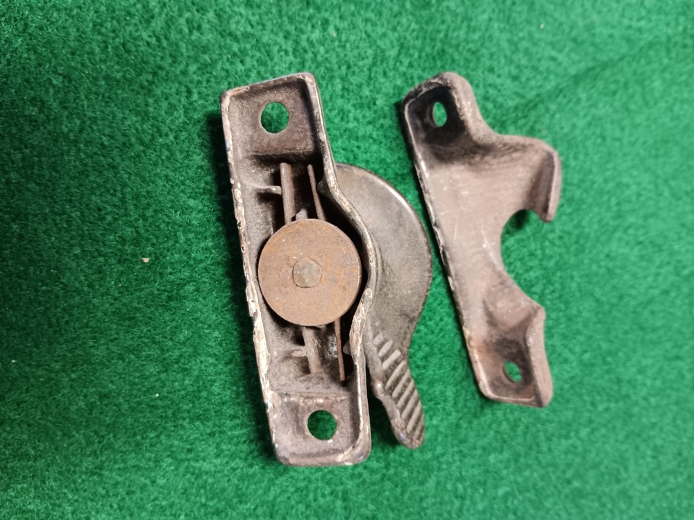antique cast iron window sash lock and keeper with sash pull 1800's