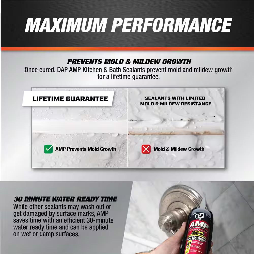 AMP Advanced Modified Polymer 9 Oz. White Kitchen and Bath Sealant