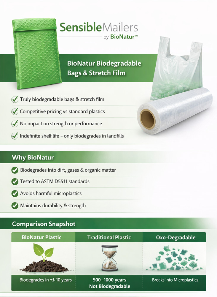 Green Biodegradable 4x8" #0 Poly Bubble Mailers Sensible Shipping - Pack 2000
