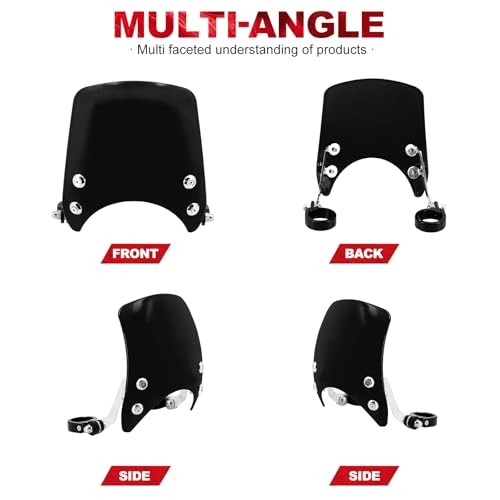 Motorcycle Adjustable Windshield Custom Compact Sport Black Windshield