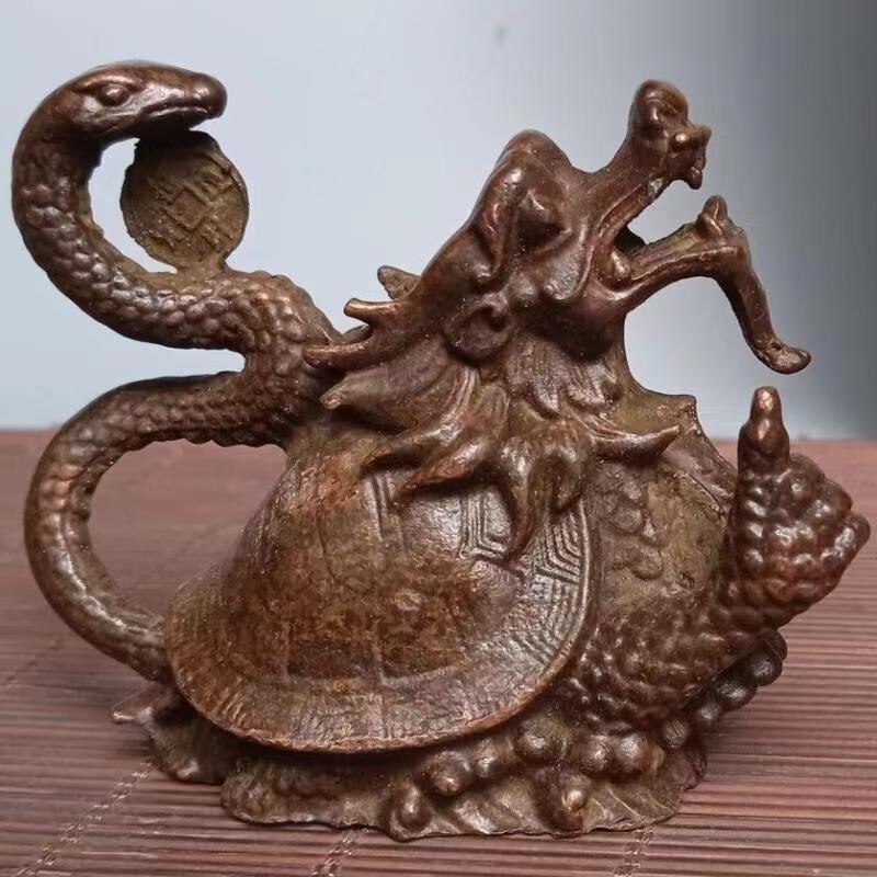 Chinese Copper Bronze Display Figure Turtle and Snake