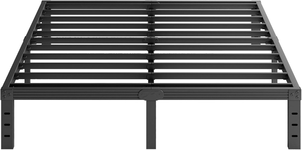 Sturdy 12" Metal Queen Bed Frame - No Box Spring Needed, Easy Assembly, Black