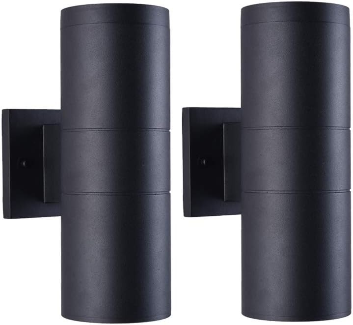 Matte Black Cylinder Outdoor Lights 2-Pack