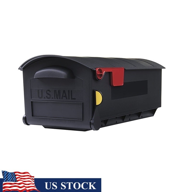 Rugged Post Mounted Mailbox W/ Incoming Mail Flag Weather Resistant Polymer New