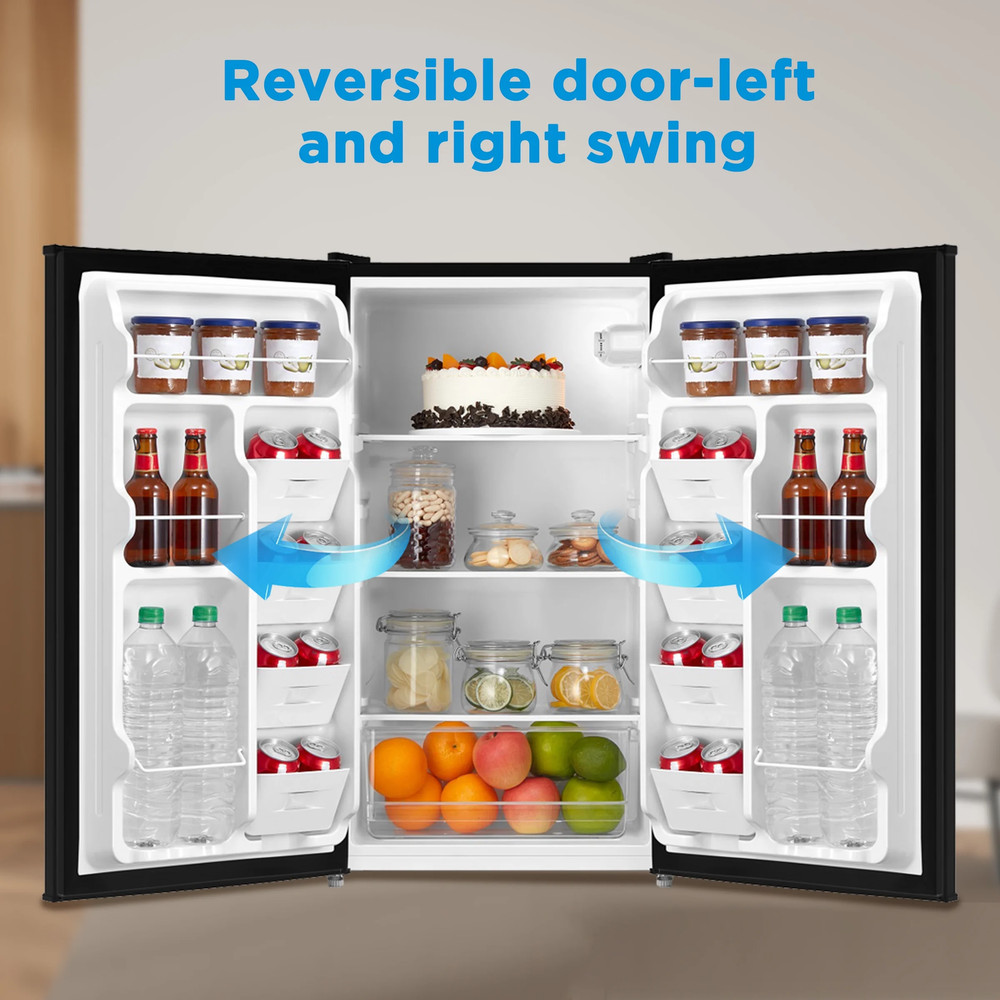 3.3 Cu Ft Compact Single Door Refrigerator Black Small Mini Fridge with Freezer