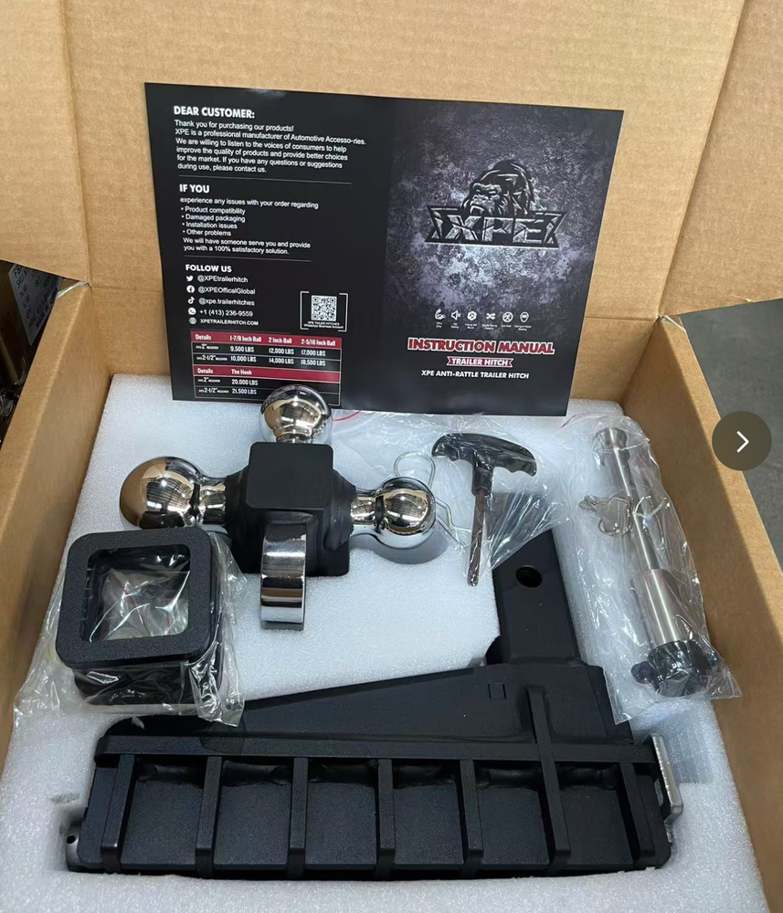 Adjustable Trailer Hitch 2" Receiver 8" Drop Hitch Tri-Ball Mount with Hook Used