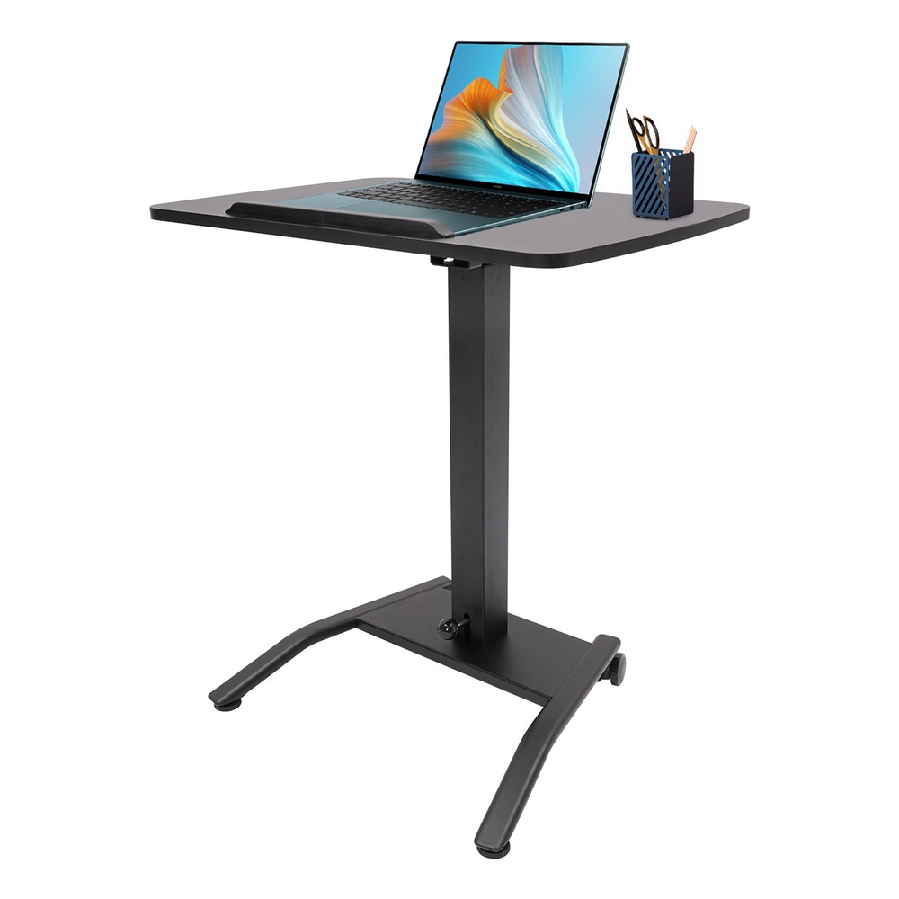 Adjustable 25.5?? Rolling Podium Desk Standing Lifting Computer Desk Black