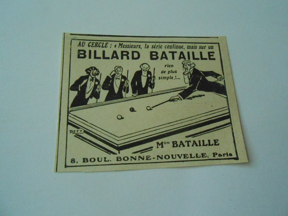 1914 Billiard Battle Advertising