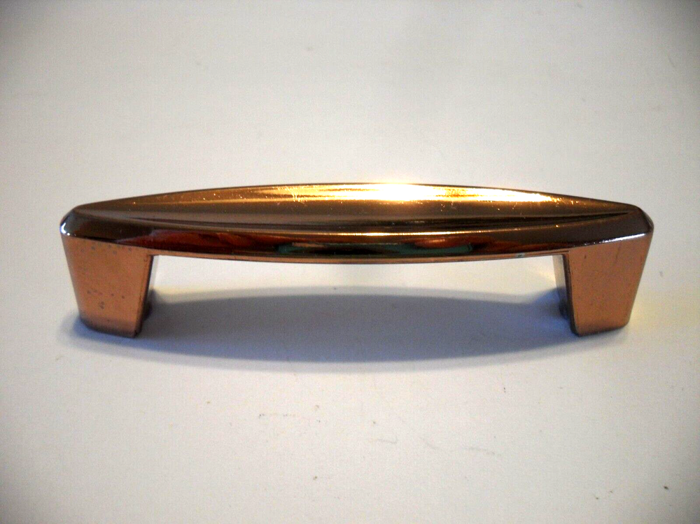 Vintage Polished Copper Concave Drawer Pulls Flared Bases Cabinet Handles