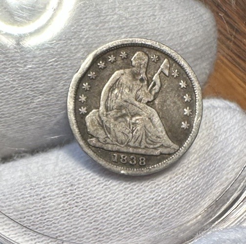 1838 Seated Half Dime Damaged