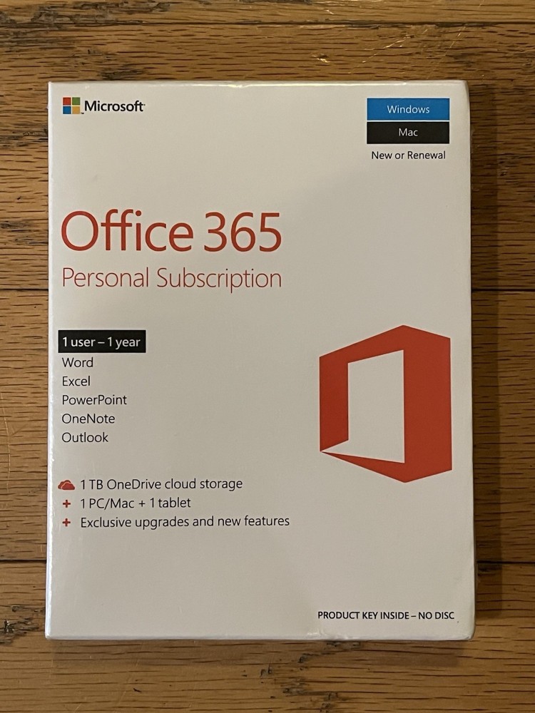 Microsoft Office 365 Personal 1 User 1 Year Subscription Windows Mac New Sealed