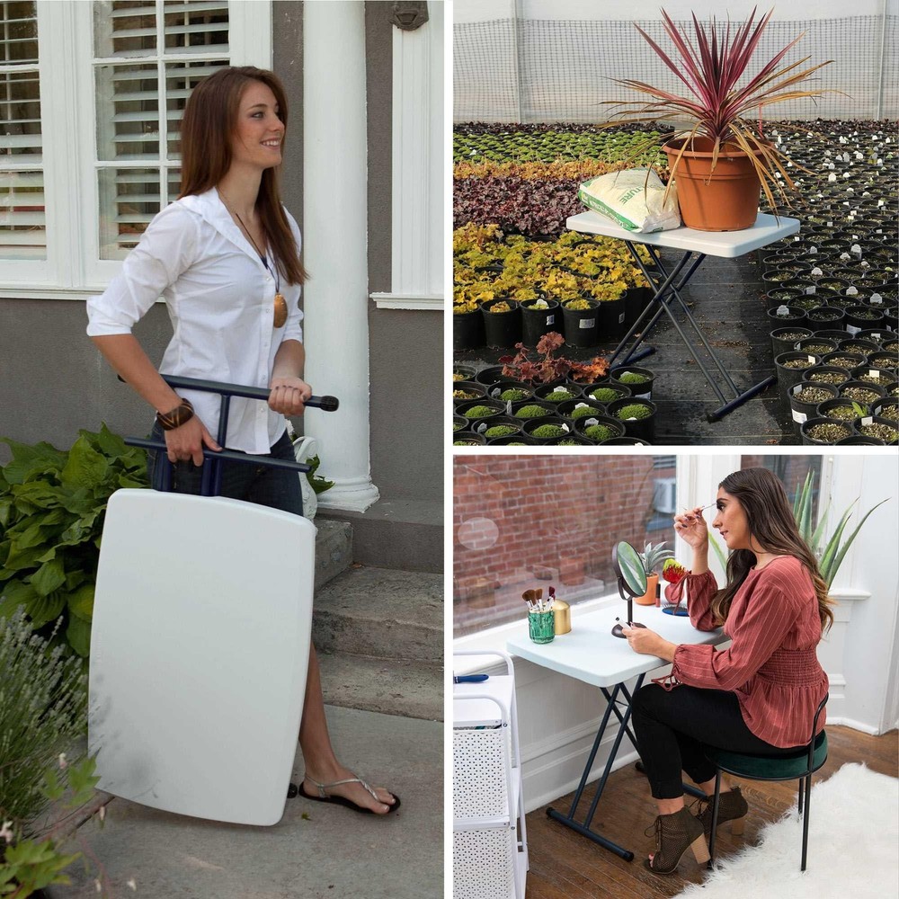 30" Personal Rectangle Folding Table, Indoor/Outdoor, White (28241)