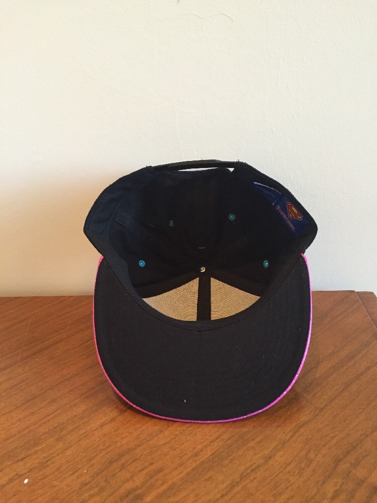 Superman SnapBack Baseball Cap Black With Pink Bill DC Comics