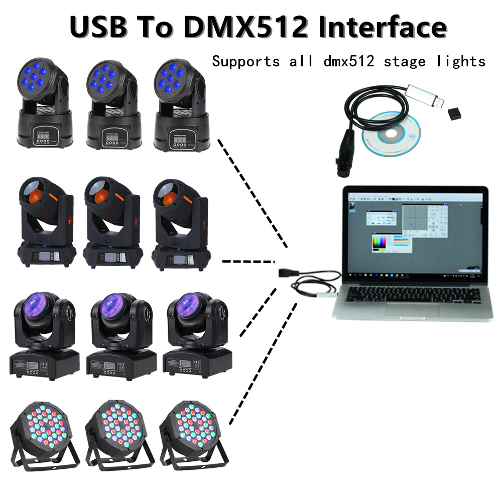 Usb To Dmx512 Interface Adapter Stage Lighting Disco Light Dj Dmx