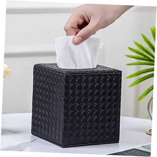 Tissue Box Cover, Tissue Box Holders for Bathroom Accessories Square Black