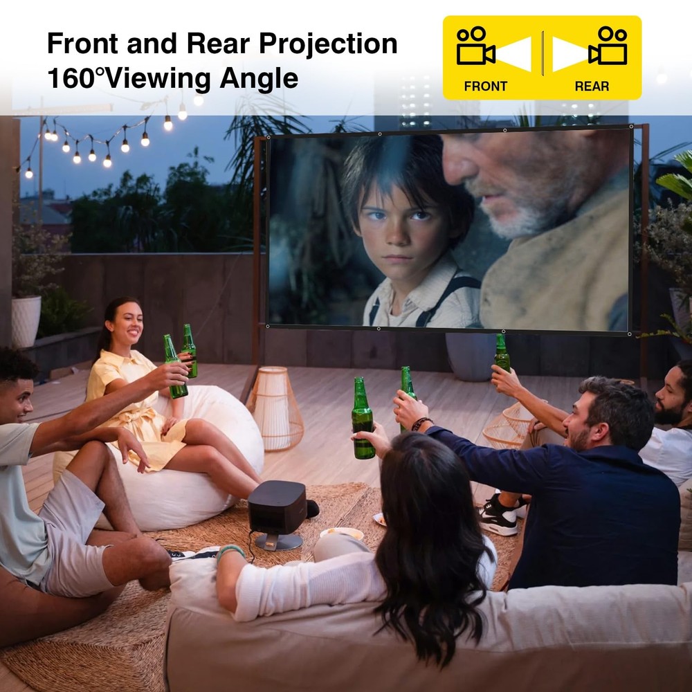Projector Screen - 120 inch Projector Screen 16:9 Washable Foldable Portable ...