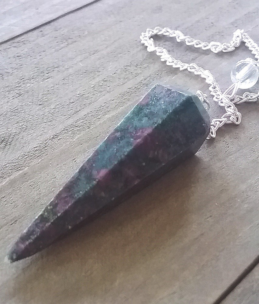 RUBY KYANITE PENDULUM, CRYSTAL DOWSING PENDULUM, KYANITE WITH RUBY, DIVINATION