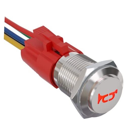 16mm 12V Momentary Speaker Horn Push Button Toggle Switch Red/ Silver Shell