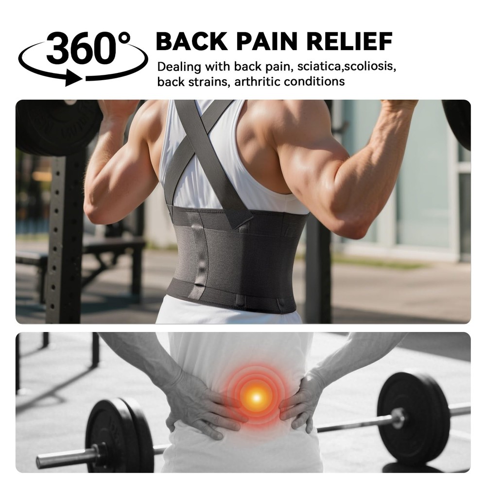Plus Size Work Back Brace for Men & Women, Adjustable Lower Back Support Belt...