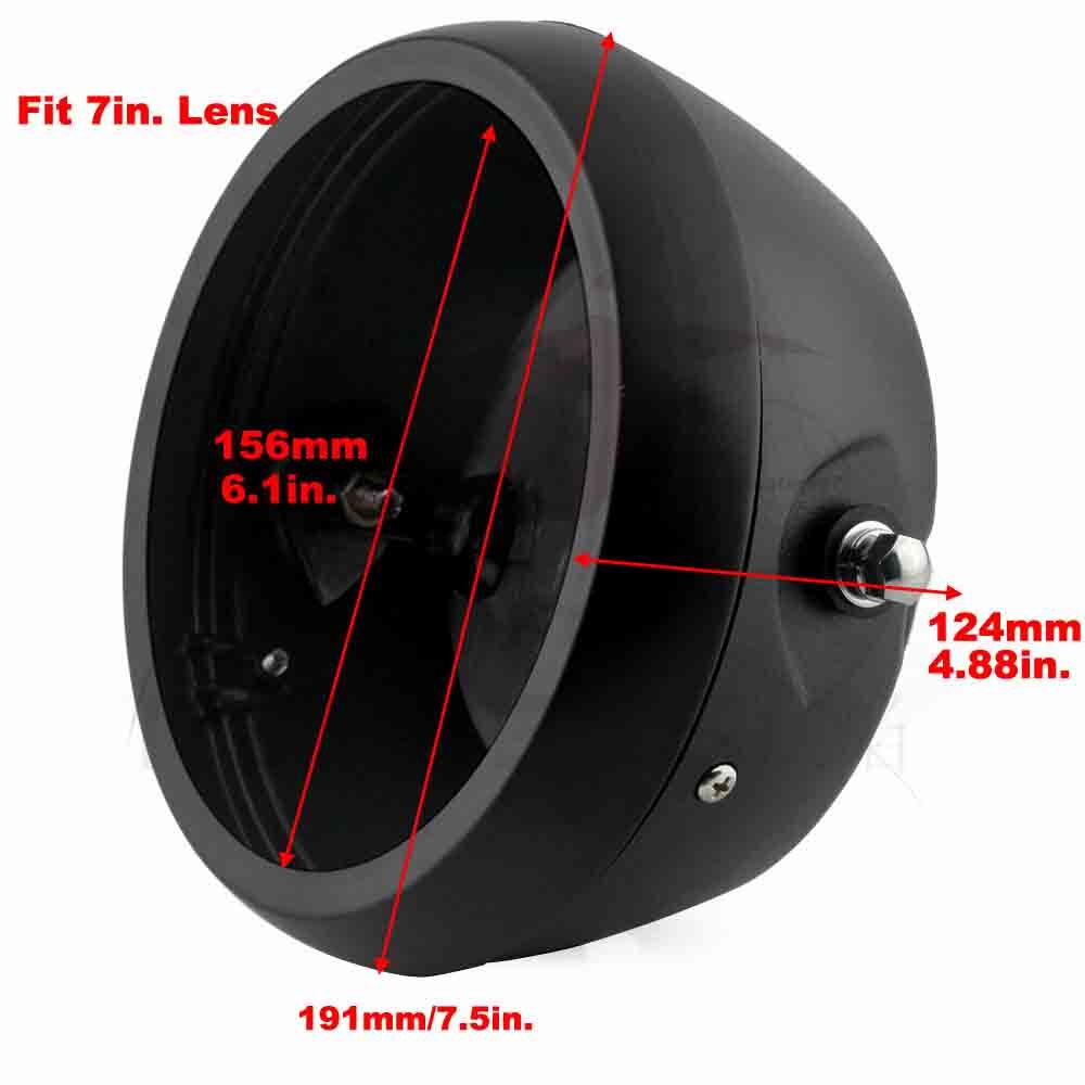 Motorcycle 7" Headlight Housing Shell abs Bucket Side Mount Lamp LED For Harley