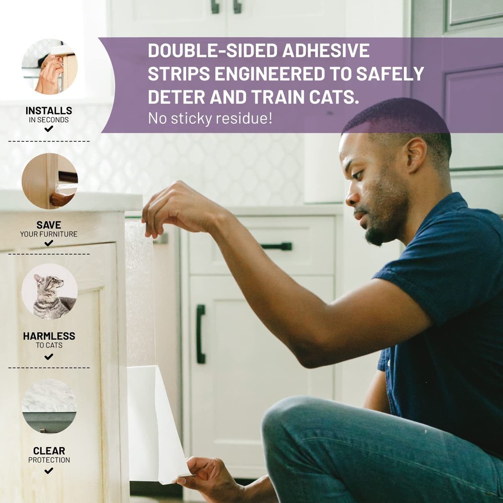 Cat Training Tape Strips Deters Cats from Scratching Clawing or Jumping on Fu...