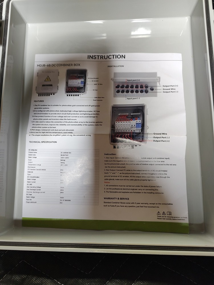 Solar MDJB-6B DC Combiner Box