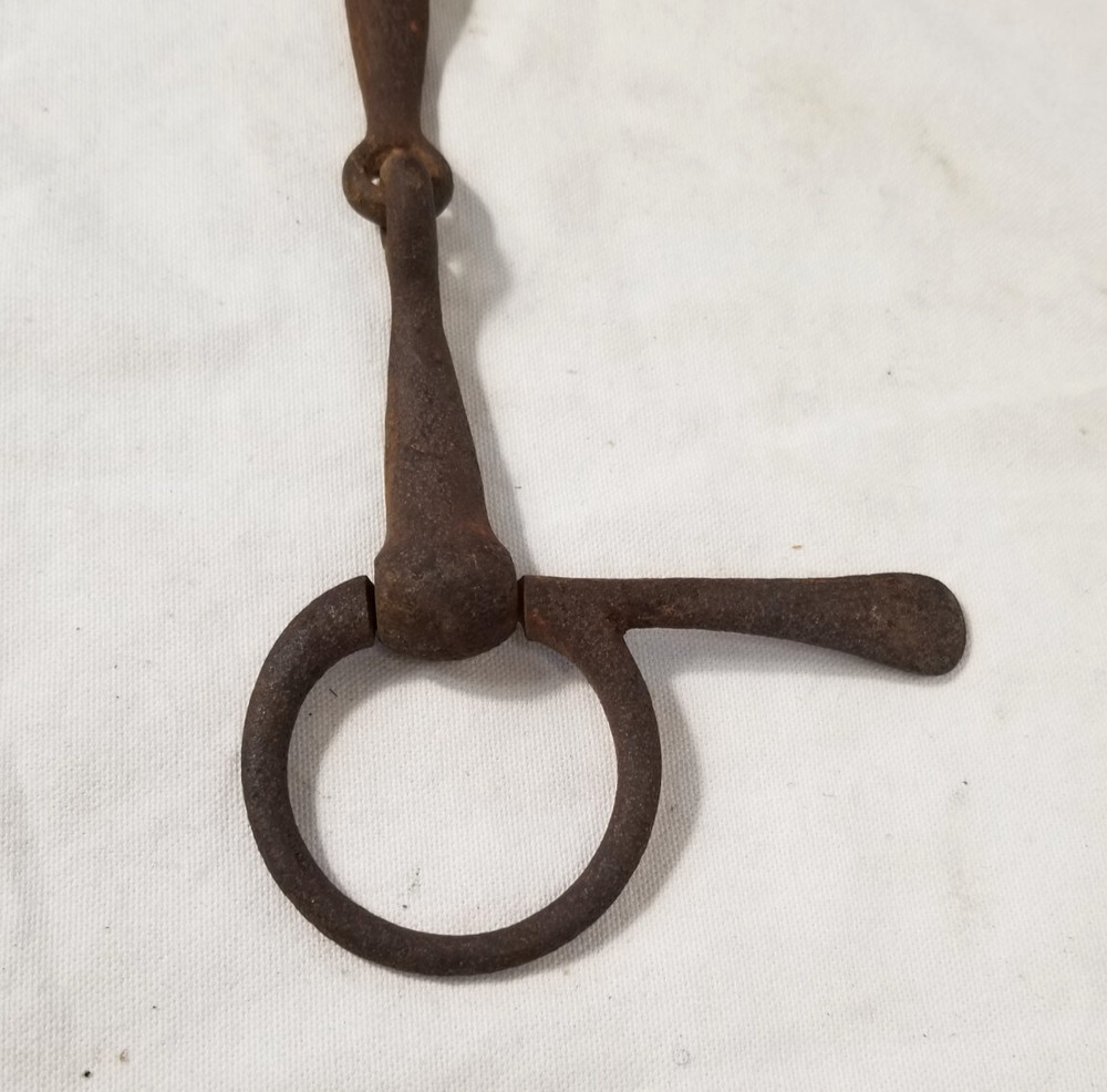 Heavy Solid Iron Antique D Ring Horse Bit - Cavalry Military?? Marked 'Tested'