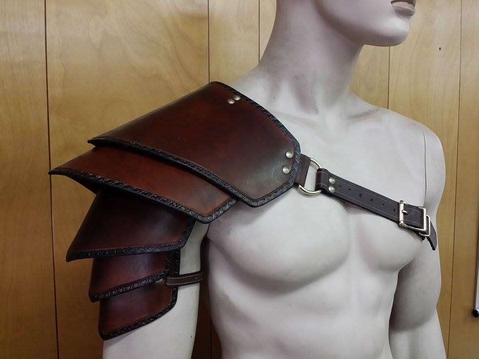 LEATHER ARMOR SENTINEL 2 SHOULDER LARP COSPLAY