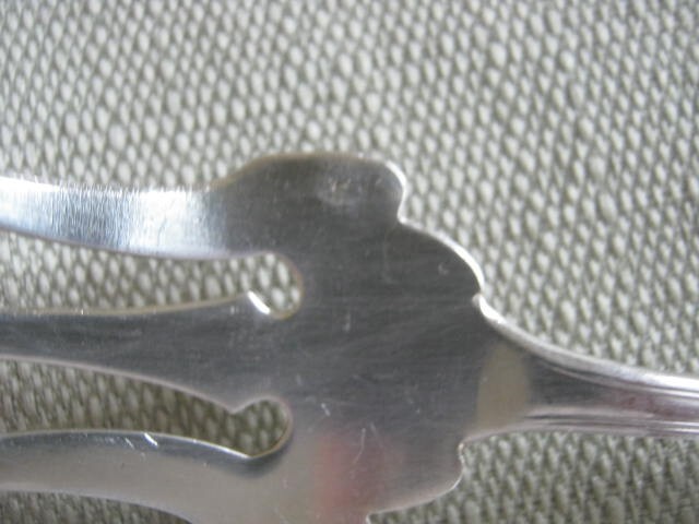 Ornate Antique Silver, Marked L Topiary Tree N, Cold Meat Fork Server, 5 7/8"