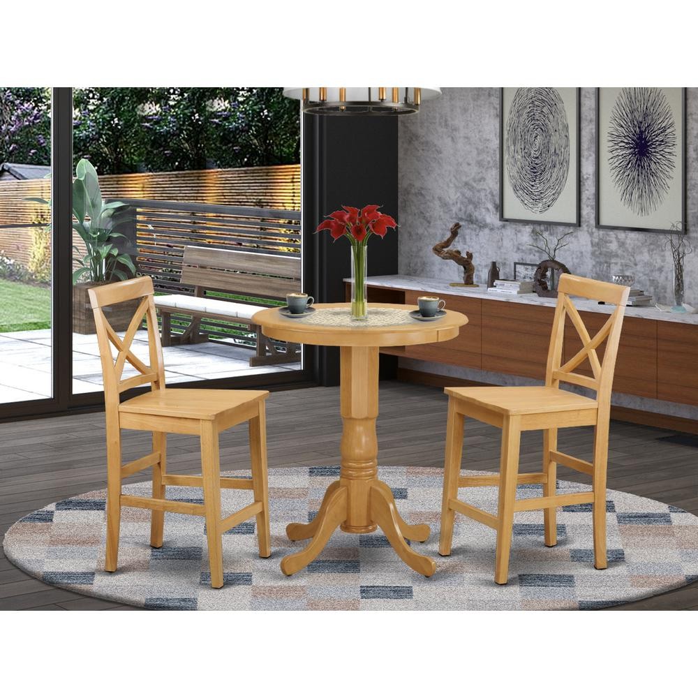 3 pcs Counter Height Set-pub Table and 2 Dinette Chairs