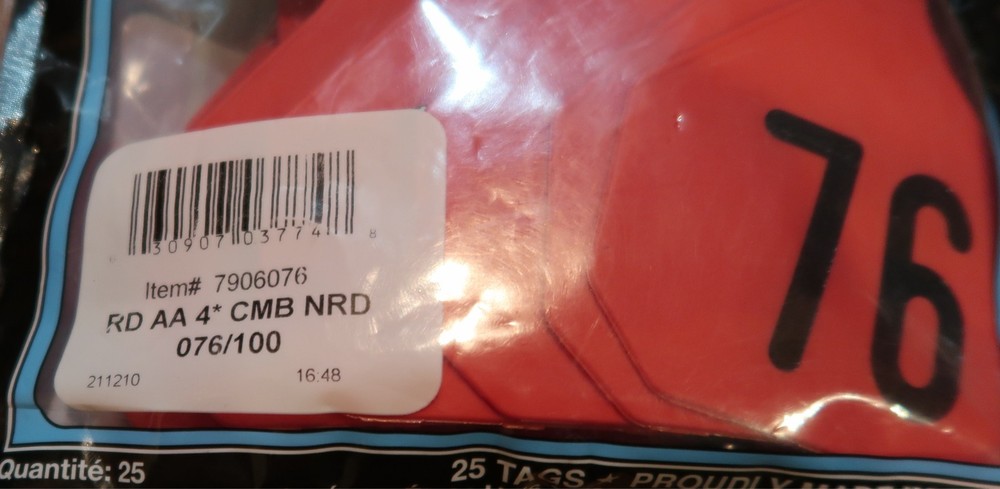 YTex 4 Star Large Cattle ID Ear Tags Red Numbered 76-100
