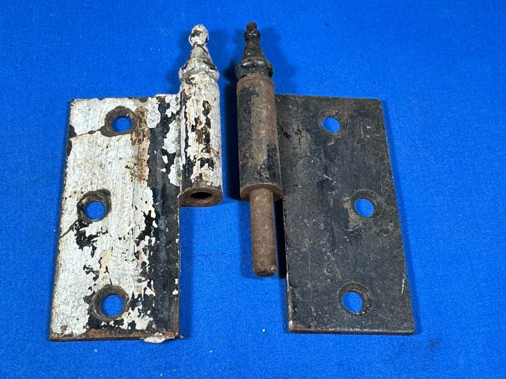 C.1890 Steeple Hinges, 1 Original Complete, 1 plates off slightly, 1 mismatched