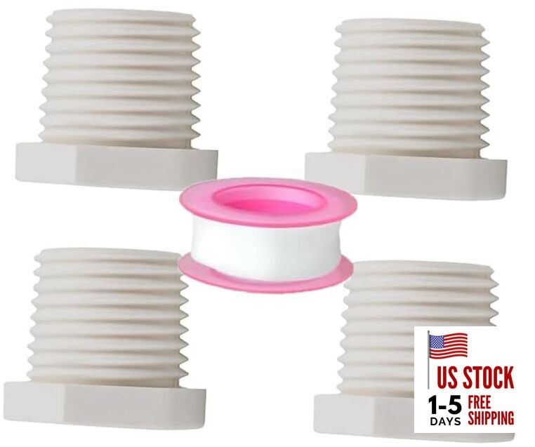 4 Pieces RV Hot Water Heater Drain Plug with Tape Compatible with RV Camper