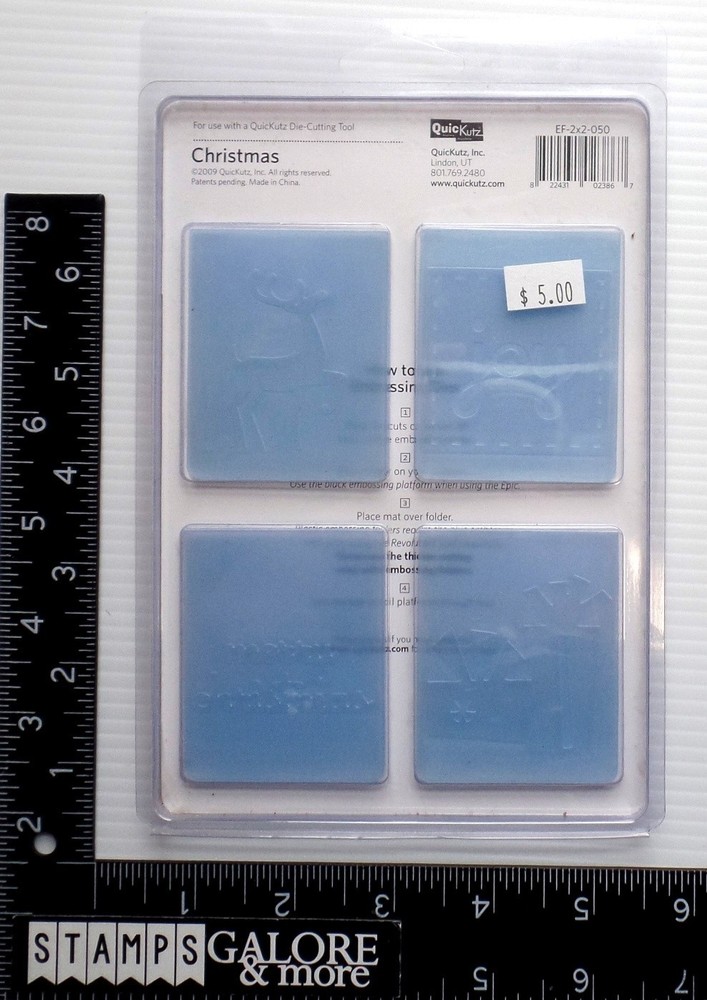 QuicKutz Stencils Embossing Folder EF-2X2-050 SET 4 THINLITS CHRISTMAS DEER #921