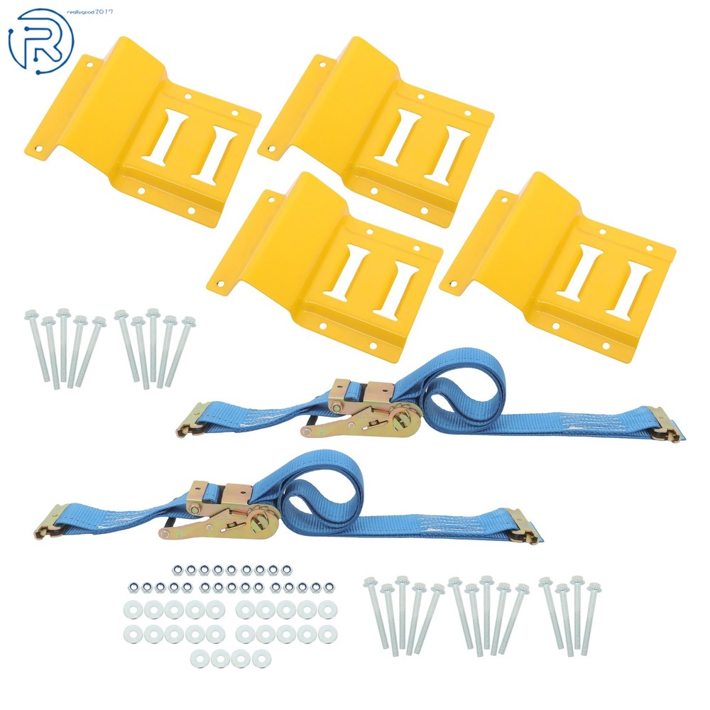 Durable E Track Wheel Chock System 7.5' Ratchet Tie Down Straps Secure Cargo