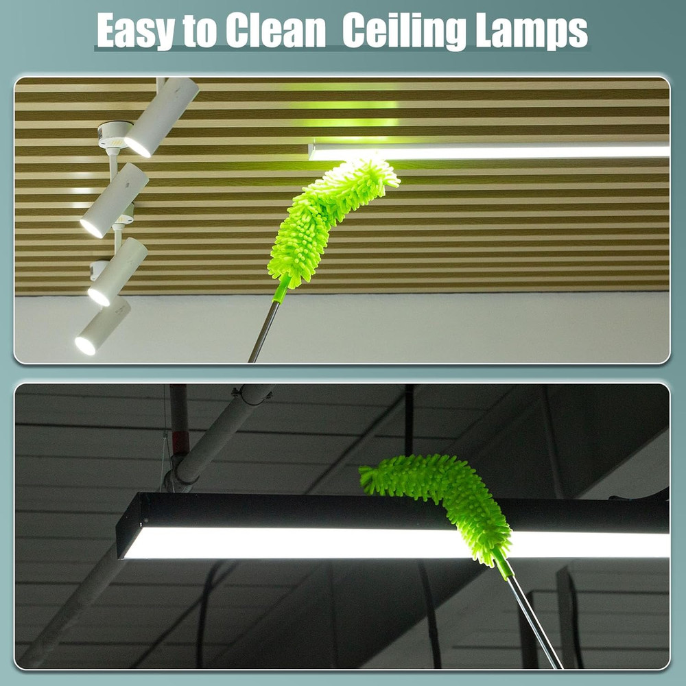 Microfiber Feather Duster with Extension Pole, Bendable Reusable Washable Duster