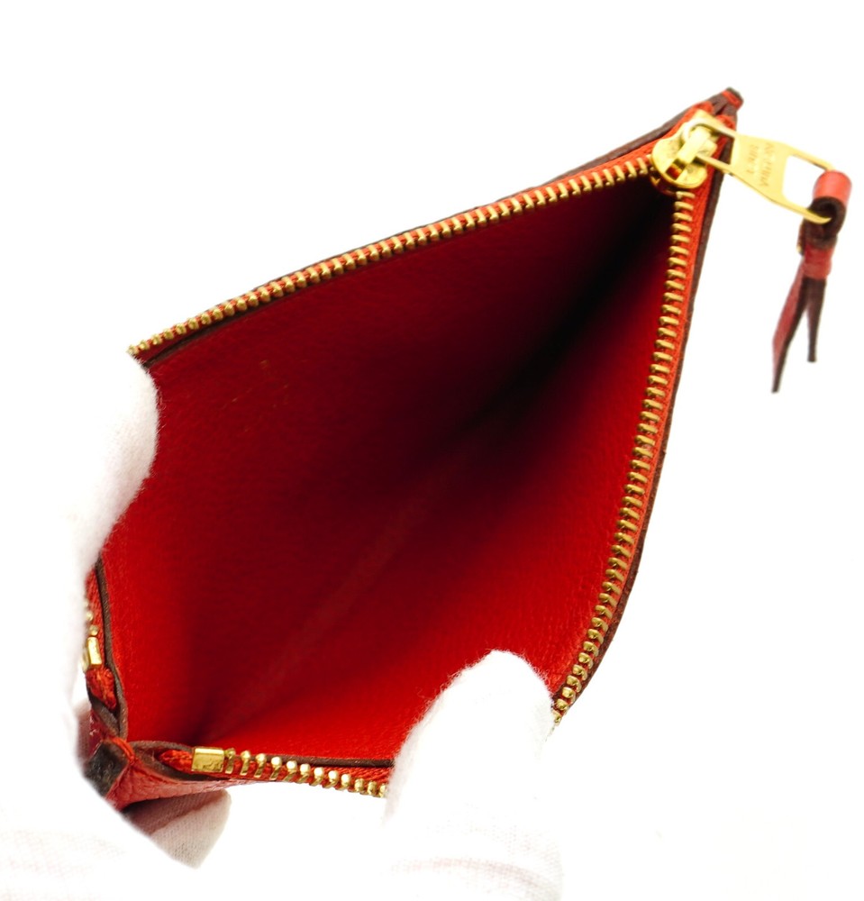 Authentic LOUIS VUITTON Adele Red Empreinte Monogram Pouch Wallet Spain