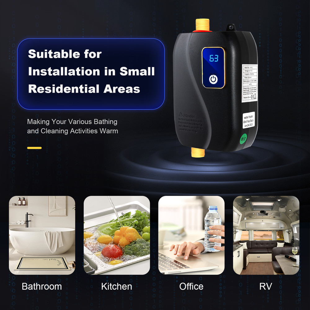Electric Water Heater Small Instant Hot Water Heater Under Sink Plug in Tankless