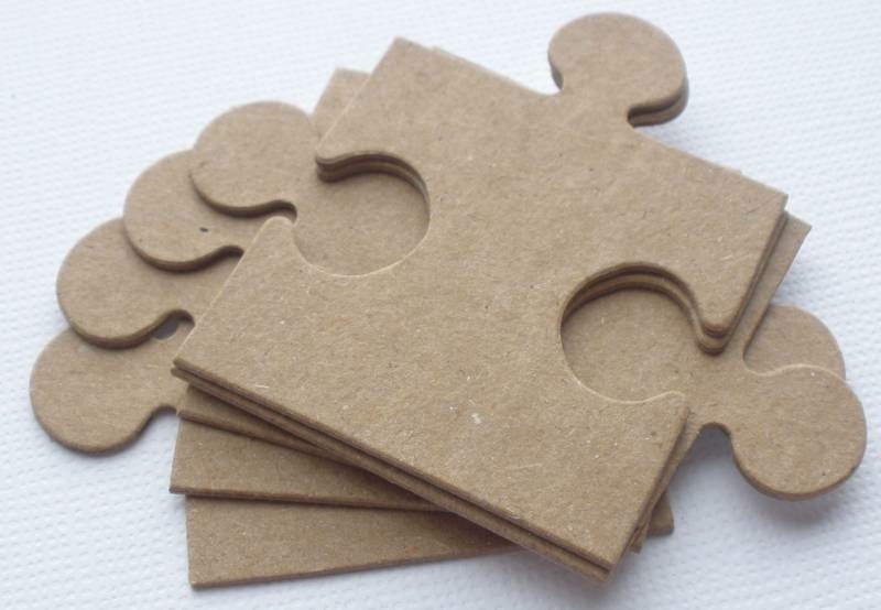 {4} *PUZZLES* Small Puzzle Pieces Bare Chipboard Die Cuts