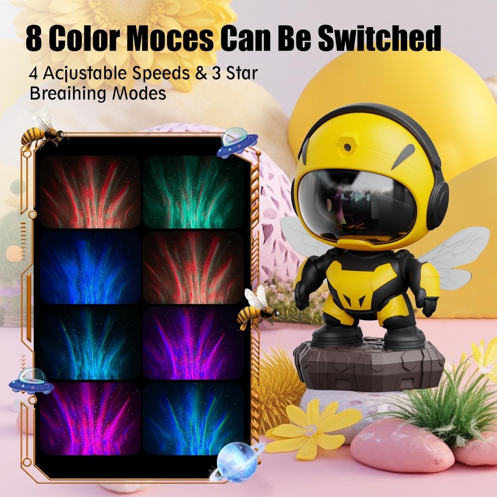 Bee Astronaut Galaxy Projector,Star Projector Galaxy Night Light,Starry Nebula C