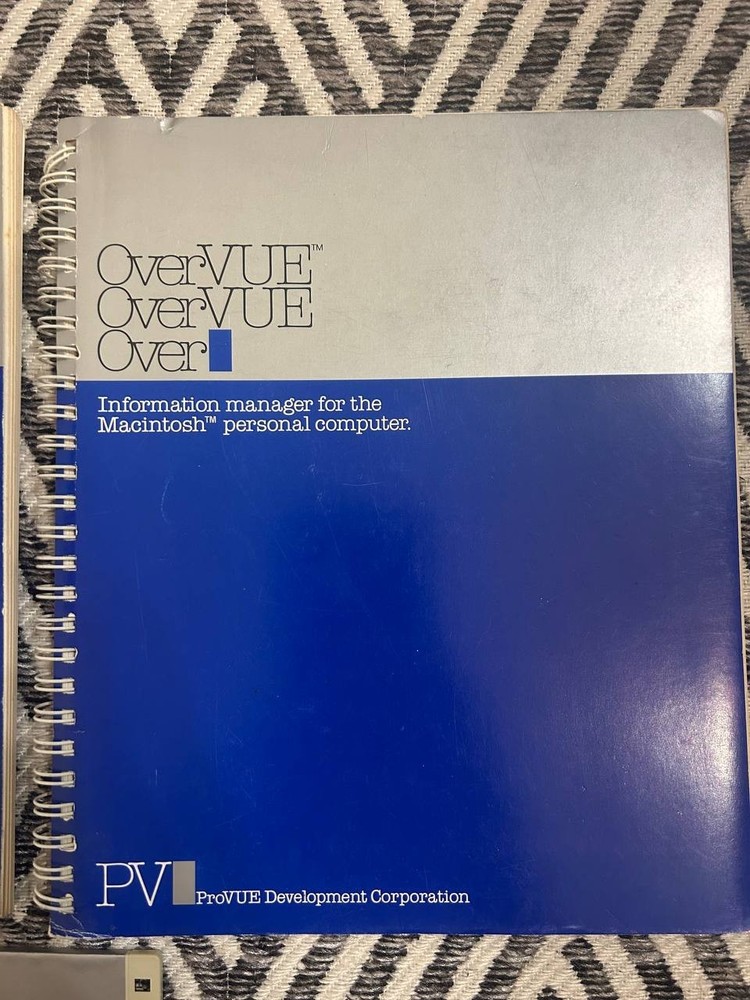 OverVUE Apple Macintosh Info Manager Manual + Disk Vintage Software Set