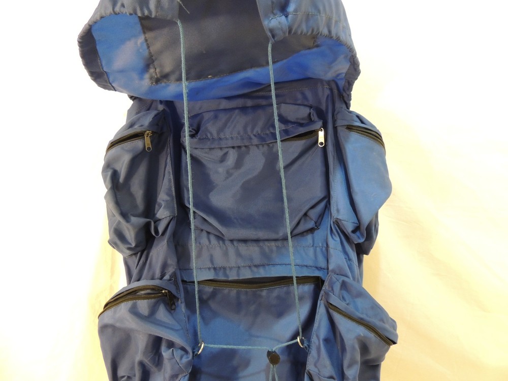 Custom Aluminum Frame Hiking, Camping, Outdoors, Backpack Blue Multi Pocket