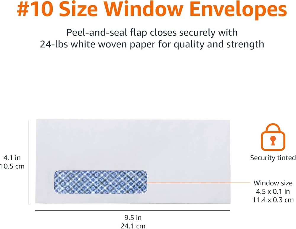 500-Pack Security Tinted Self-Seal Envelopes with Left Window for Invoices