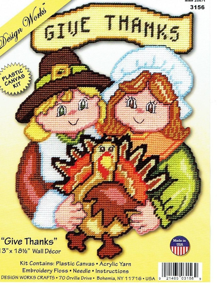 GIVE THANKS  WALL HANGING  7ct plastic canvas PATTERN (#TF0288)
